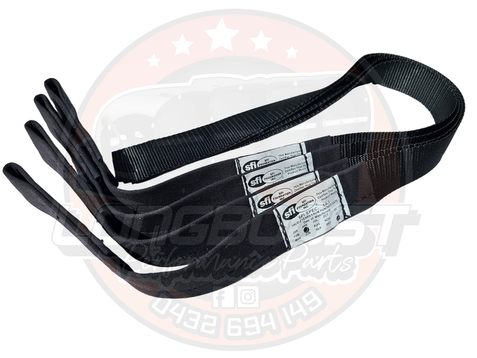 LongBoost Performance Black Nomex Blower Restraint Straps (4 Pack) SFI 14.1