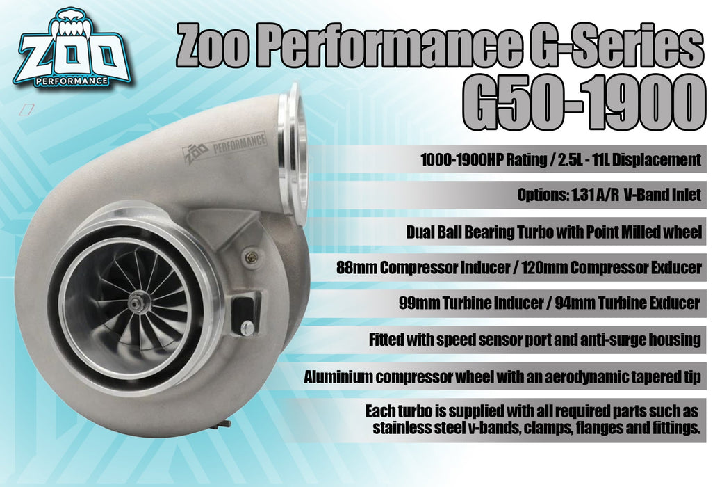 Zoo Performance - G50-1900 HP Series 88mm Turbo - Stainless Steel Rear Housing