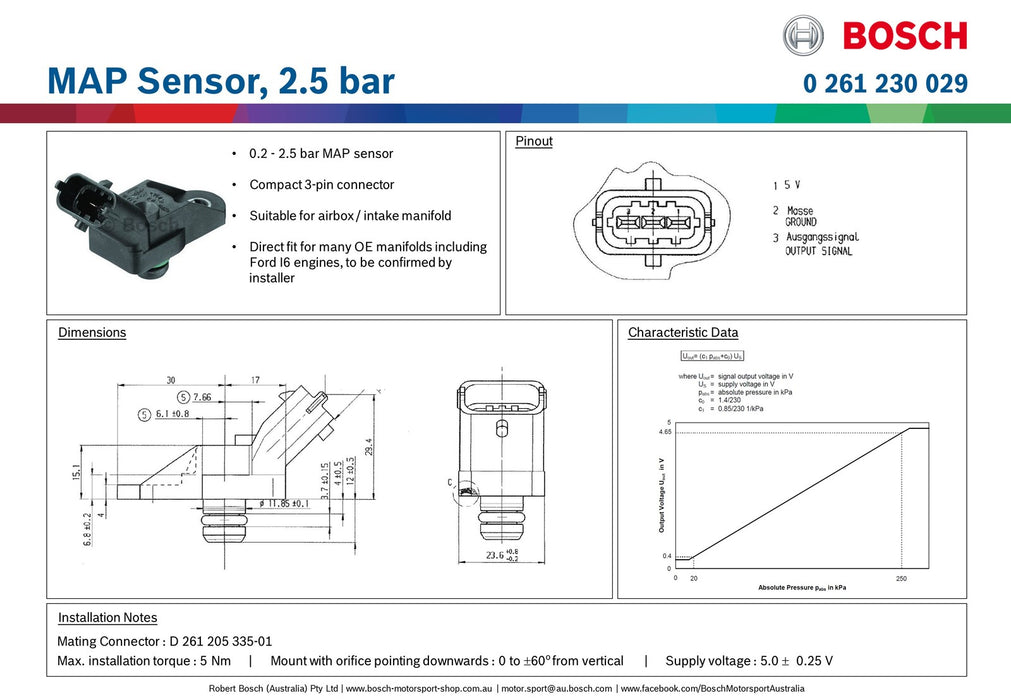 Ford BA BF Barra Territory MAP Sensor