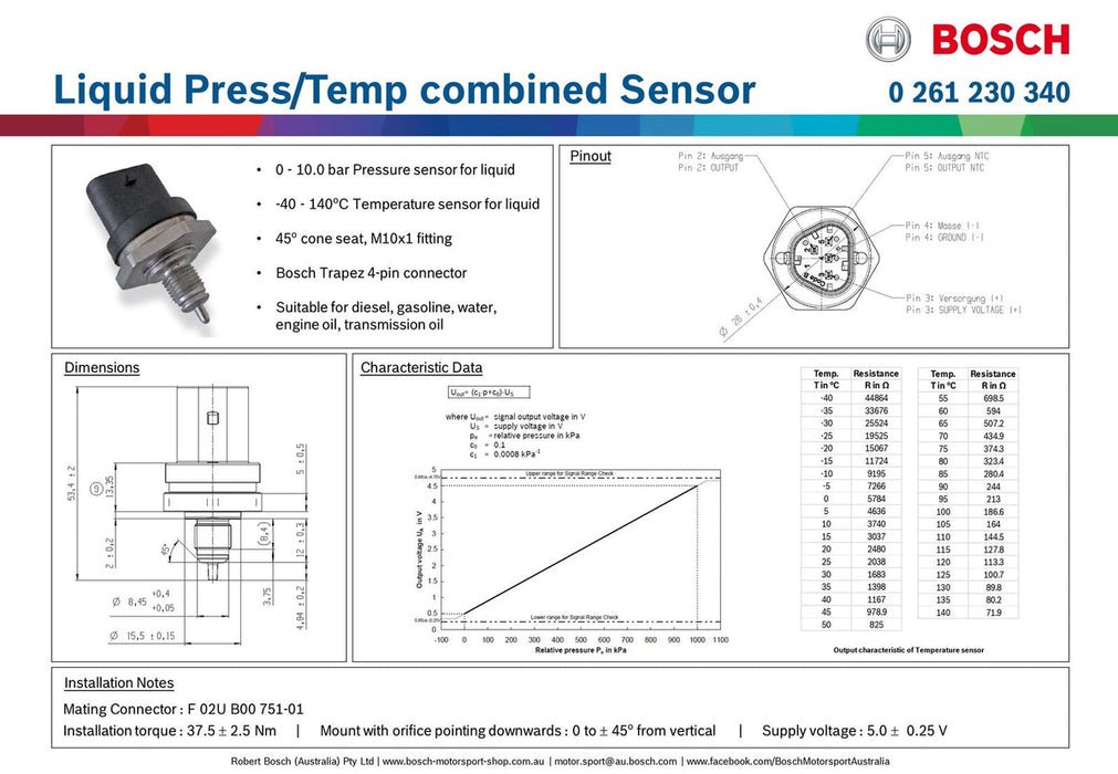 Bosch Oil Pressure/Temp Combo Sensor — LongBoost Performance Parts