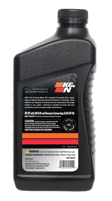 104104 K&N Oil; 5W-20 K&N Full Synthetic Motor Oil, Quart