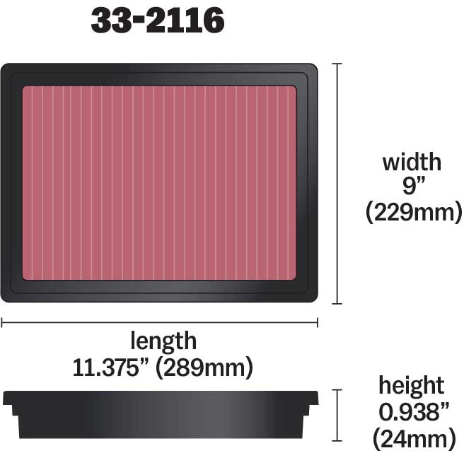 33-2116 K&N Replacement Air Filter, Std Airbox, Holden Commodore VT-Z, '97-04
