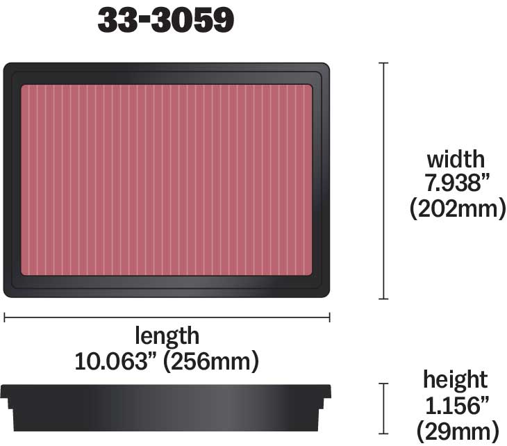 33-3059 K&N Replacement Air Filter, Nissan Navara/Mercedes-Benz X220/250d, 2.3TD, '15-22