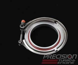Precision Turbo & Engine - Compressor Cover Discharge Flange and Clamp Set (Mild Steel)