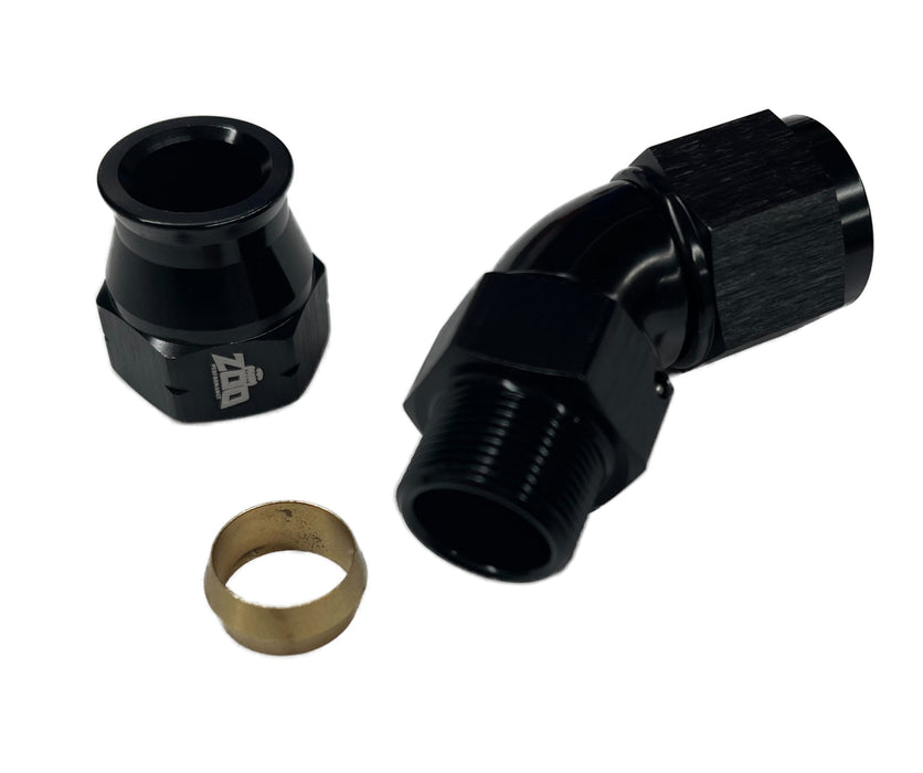 Zoo Performance - 600 Series Hardline 45 Deg Female AN Hose Fitting