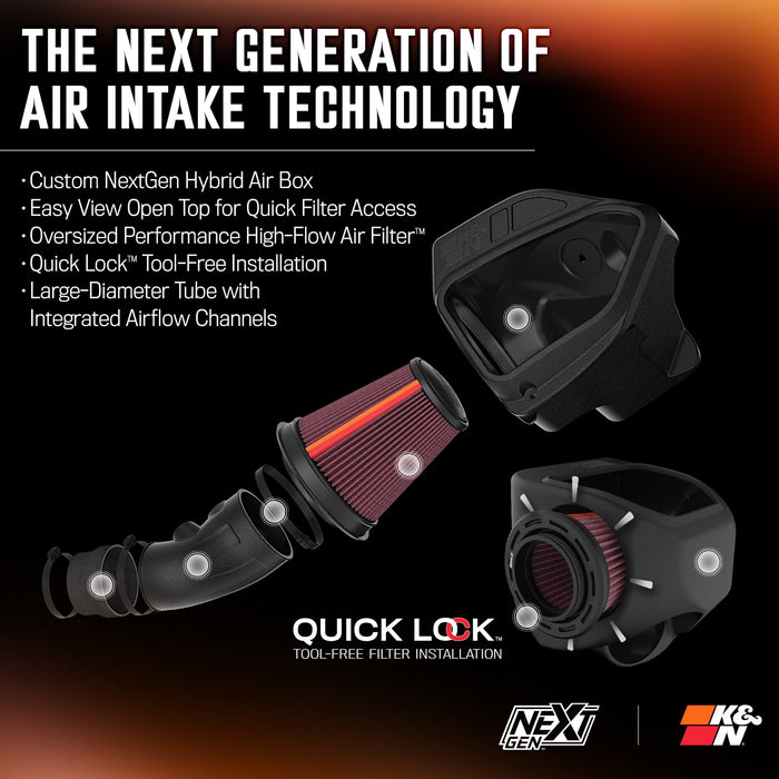 50-2545 K&N NextGen Cold Air Intake - Dodge Challenger V8-6.4L F/I, 2011-23