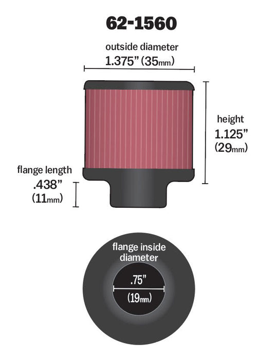 62-1560 K&N Vent Air Filter/ Breather