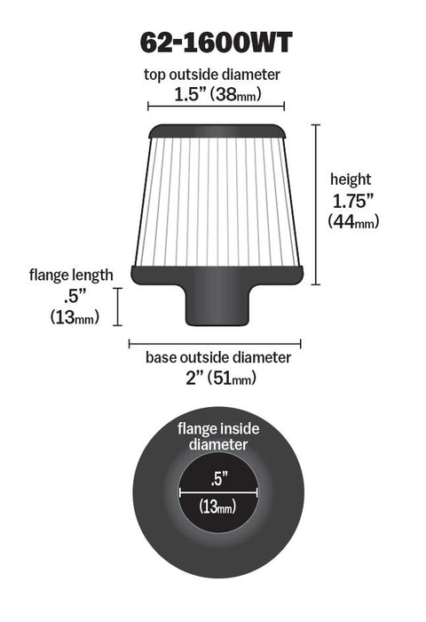 62-1600WT K&N Vent Air Filter/ Breather
