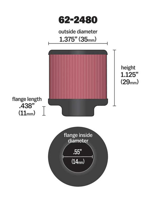 62-2480 K&N Vent Air Filter/ Breather