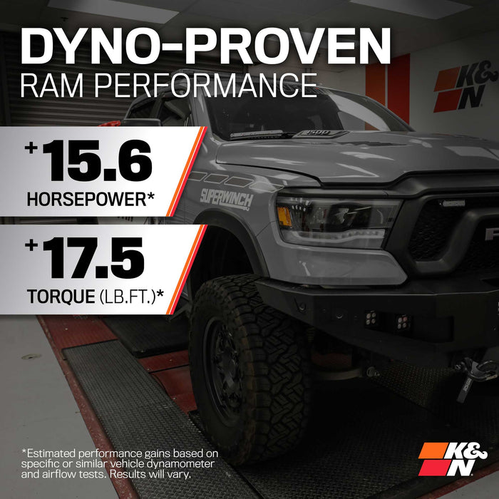 63-1561 K&N Performance Air Intake System, 2009 - 2024 RAM DT 1500/ 2500/ 3500 5.7L V8