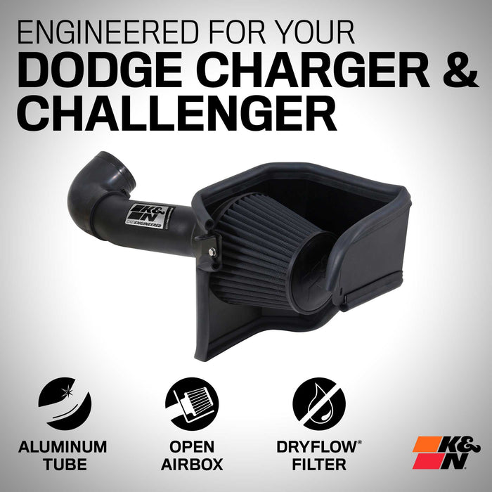 71-1542 K&N Performance Air Intake System, Chrysler 300C, Dodge Charger/Challenger 5.7/6.1l V8, '05-23