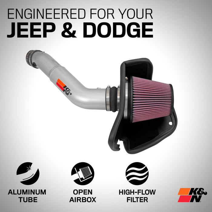 77-1572KS K&N Performance Air Intake System, 2016 - 2026 Dodge Durango 3.6L/ Jeep Grand Cherokee WK 3.6L