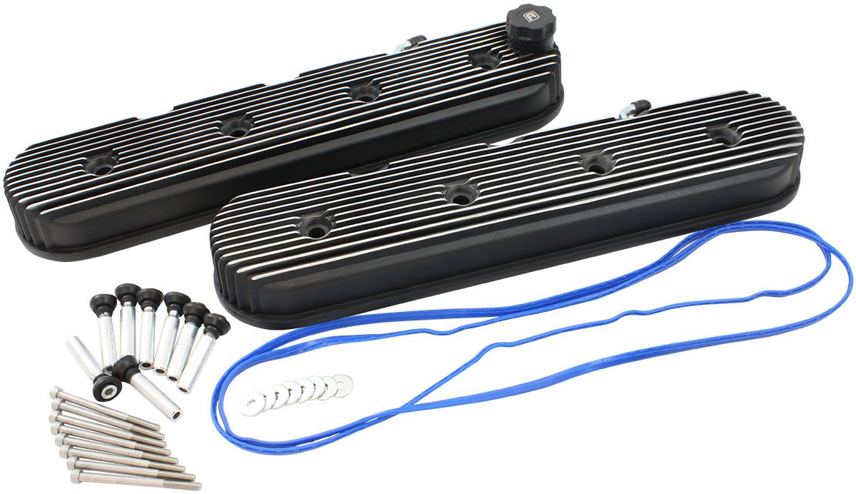 GM LS RETRO FINNED VALVE COVER - AF77-5022BLK