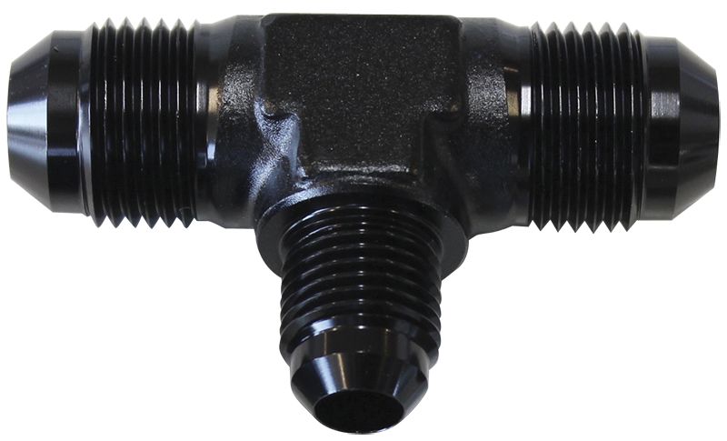 10BLK - MALE FLARE TEE -10AN with -8AN - AF831-08-10BLK