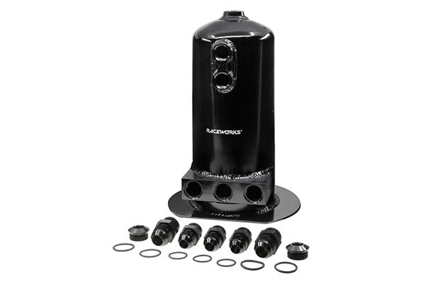 Raceworks 2.5L Surge Tank AN-8 Single/Double/Triple Outlet – Black