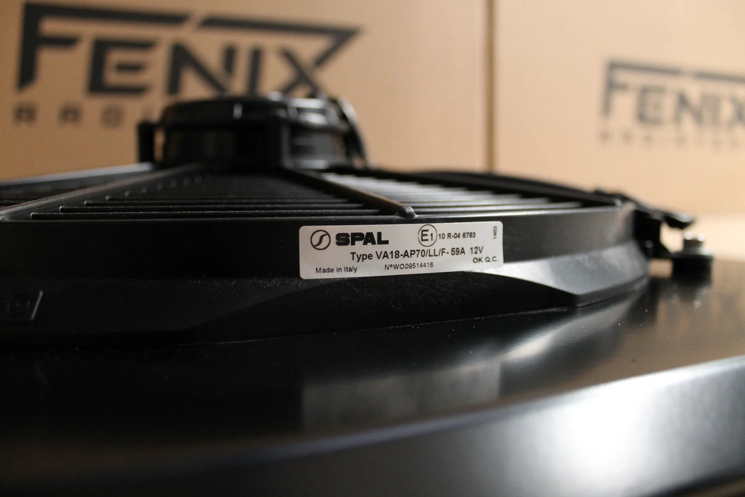 Holden VB-VC-VH-VK Commodore V8 Full Alloy Manual Radiator, Custom Built Shroud & 16" 3000CFM Spal Fan.