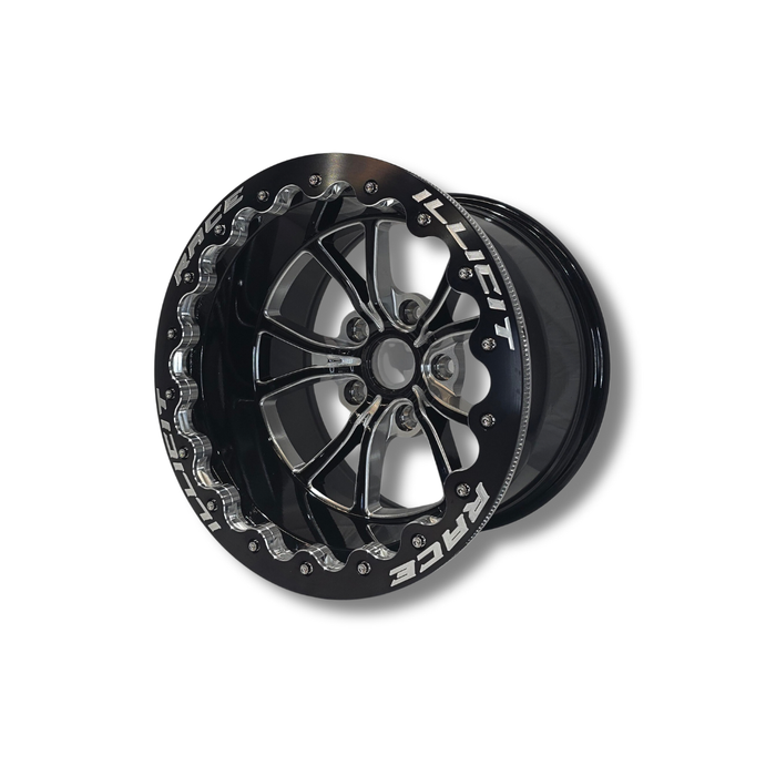 Illicit Race Wheels Black 'Eliminator' Rear Drag Wheels 15"x10" 3.5" BS | 5x114.3 5x4.5"
