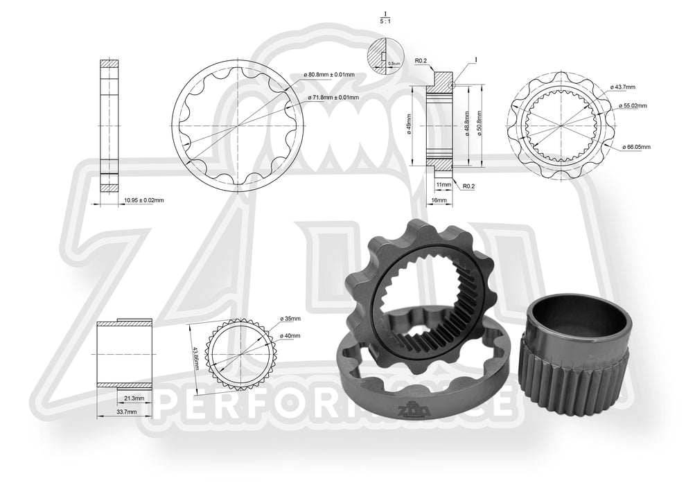 Zoo Performance - OEM TYPE - RB Billet Spline Driven Oil Pump Gears