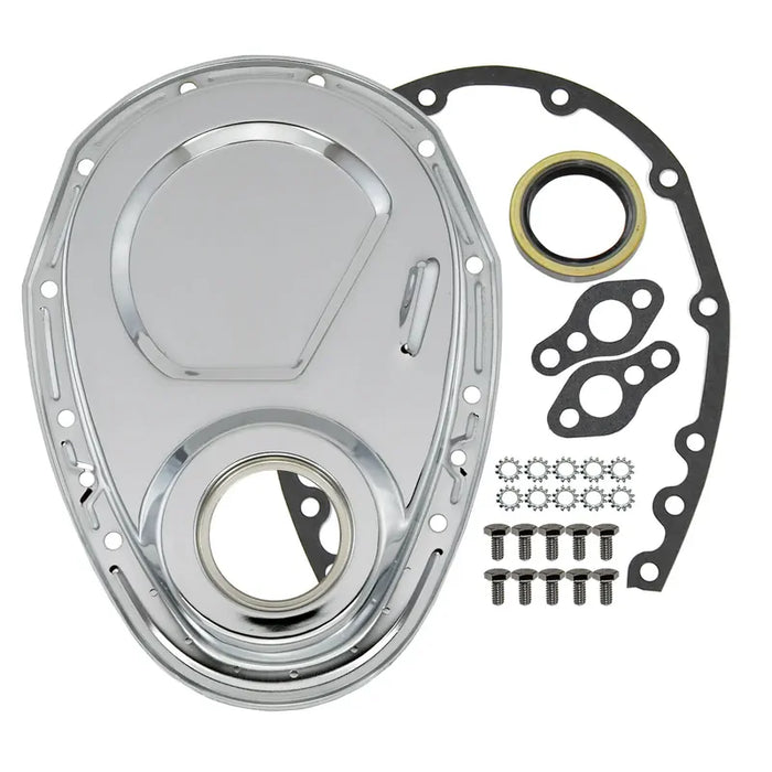 Proflow Timing Chain Cover Kit, SB For Chevrolet with Seal / Gaskets / Hardware (Chrome Steel)