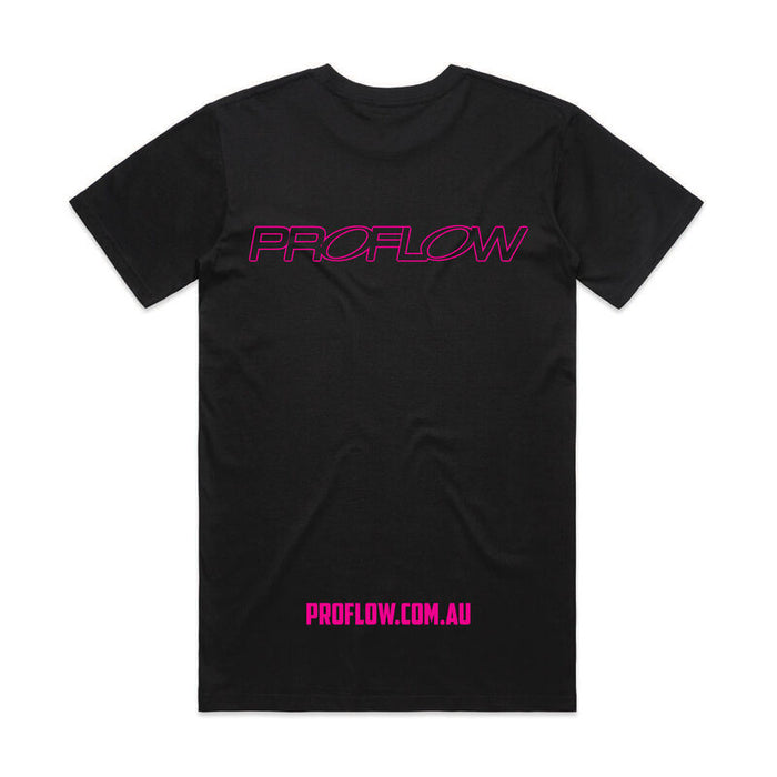Proflow Pink Logo T-Shirt, Cotton, Black, Men's