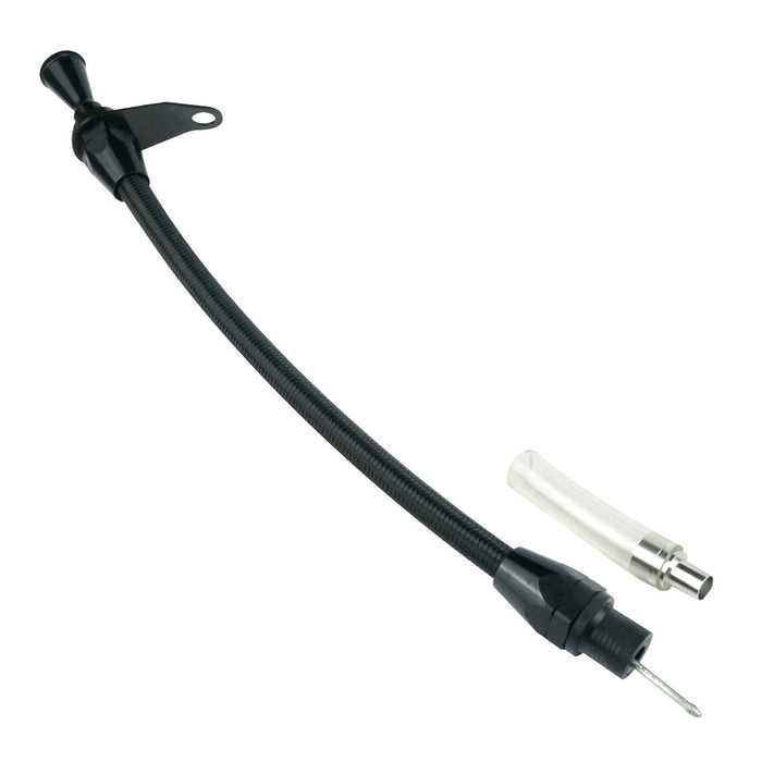 Proflow Transmission Dipstick, Braided Stainless Black , Billet Handle, Transmission Mount, TH400, Each