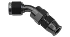 Proflow 1/2in. Tube 45 Degree To Female -08AN Hose End Tube Adaptor, Black