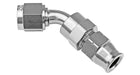 Proflow 1/2in. Tube 45 Degree To Female -08AN Hose End Tube Adaptor, Silver