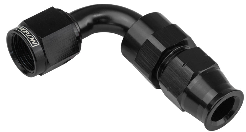 Proflow 5/8in. Tube 90 Degree To Female -10AN Hose End Tube Adaptor, Black