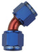 Proflow 45 Degree Female Flare Union Swivel Hose End -06AN, Blue/Red