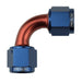 Proflow 90 Degree Female Flare Union Swivel Hose End -04AN, Blue/Red