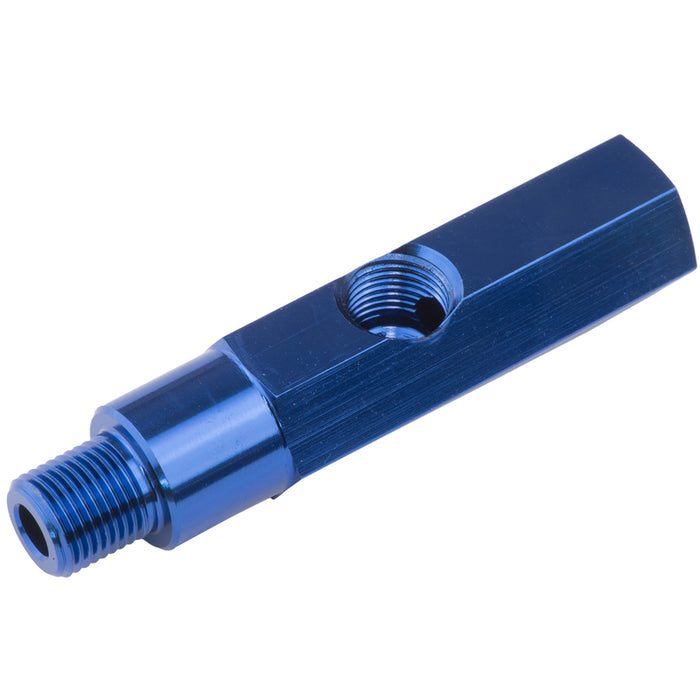 Proflow Gauge Adapter, Oil Pressure Sending Extension 1/4in. NPT To 1/8in. NPT On Side, Black