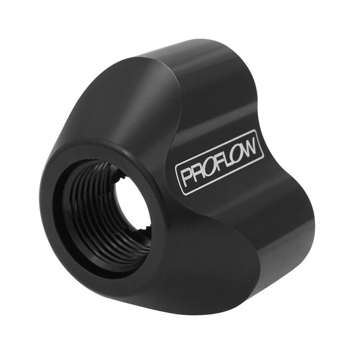 Proflow 3-Port Distribution Block Adaptor, Fuel Log, 3x AN8 ORB to 1x AN10 ORB, Billet, Black