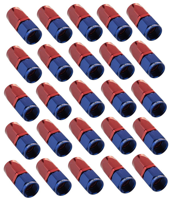 Proflow Bulk Pack Fitting Hose End Straight Full Flow -06AN, Blue/Red, 25pc