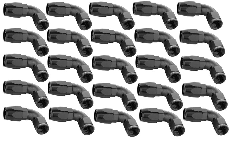 Proflow Bulk Pack Cutter Hose End 90 Degree -10AN, Black, 25pc