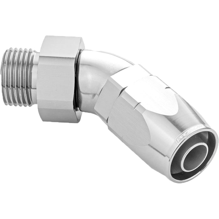 Proflow 45 Degree Fitting Hose End -10AN Orb Male To -10AN, Polished