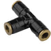 Proflow Fitting, Push To Connect Nylon Tube, Tee 1/4in. Nylon Tube, Black