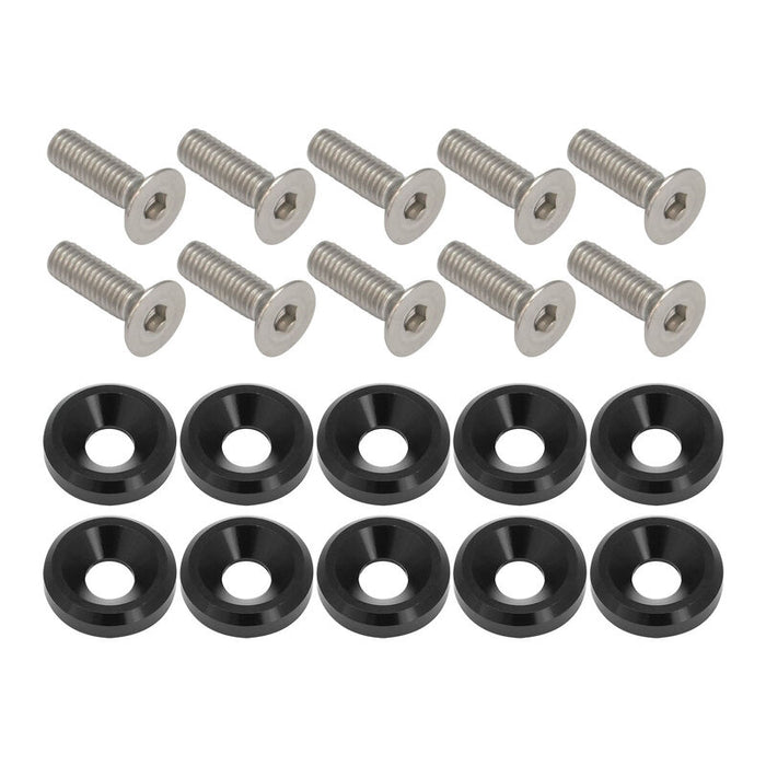 Proflow Billet Dress Up & Fender Washer Kits, M6 x 20mm, Black, 10-Pack