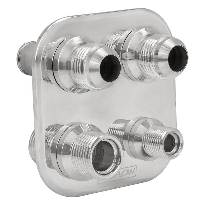 Proflow Firewall Bulkhead Aluminium Air Con 4 Port #6, #10 Inline, Polished