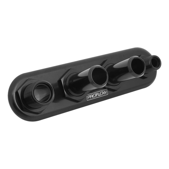 Proflow Firewall Bulkhead Aluminium Air Con 4 Port #10, #6 Inline, Black