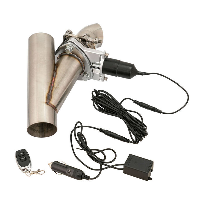 Proflow Single Exhaust Cutouts, Electric, Aluminium, Bolt On, 2,5 in. Diameter, Stainless Steel Tubing, Kit