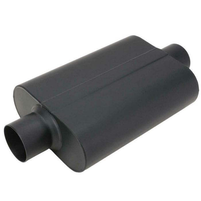 Proflow Muffler, 2.50 in, Black Compact Flow Chamber II, Center Inlet To 2.50 in. Center Outlet, 9.75" x 13" x 4" body, Each