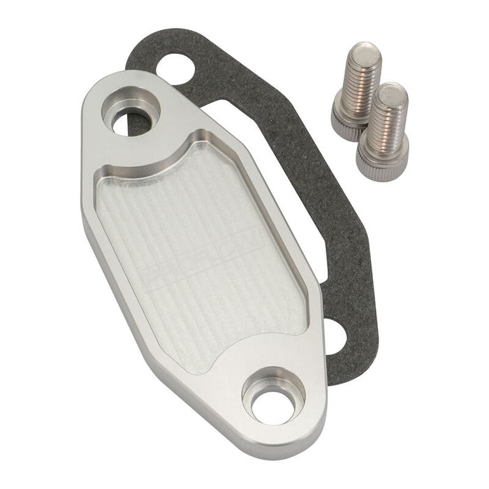 Proflow Fuel Pump Block-Off Plate, Aluminium, Silver Anodised, For Ford 302-351C, Each