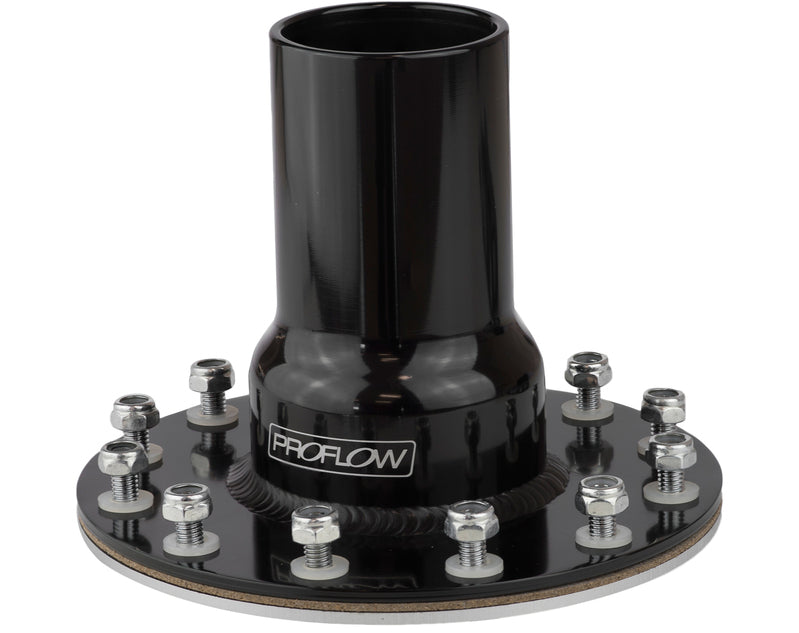 Proflow Fuel Filler Neck Aluminium Black, Straight 2 in. Diameter, 12-Bolt Flange, 4.75'' PCD, Each