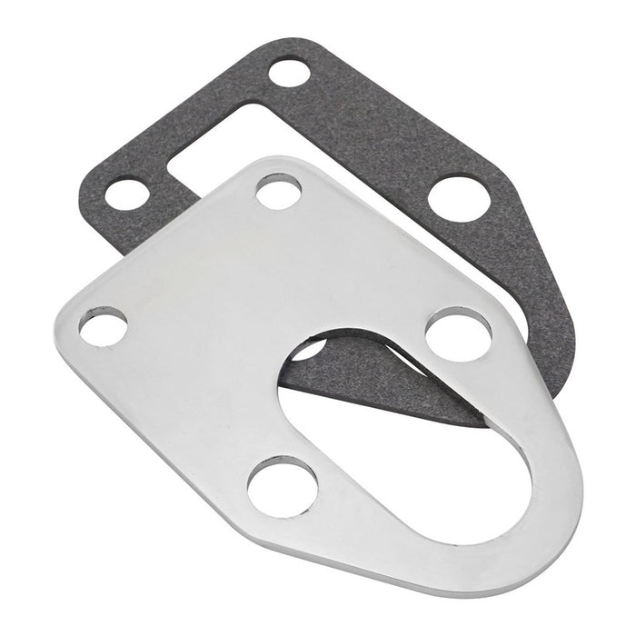 Proflow Fuel Pump Backing Plate, Suit Small Block Chevrolet, w/Gasket, Chrome Steel, Each