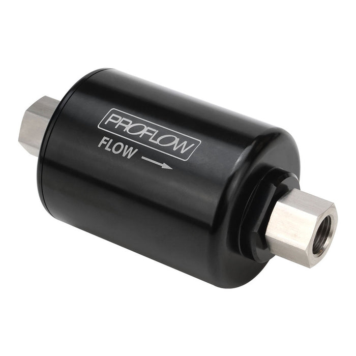 Proflow Billet Fuel Filter, Suits Ford Falcon, OEM Z373 Type M14x1.5 Or Universal, 40 Micron, Female AN6 Thread & M14x1.5 Unions