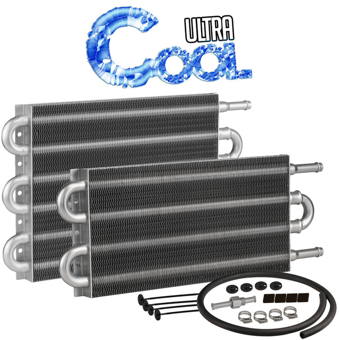 Proflow Fluid Cooler, Transmission, Tube, Fin, Natural, 7.5 in. x 12.5 in. x 0.75 in, 3/8 in. Inlet, Outlet