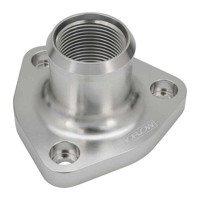 Proflow Water Neck, Billet Aluminium Thermostat Housing, For Nissan & Holden RB30, RB25, Polished Silver