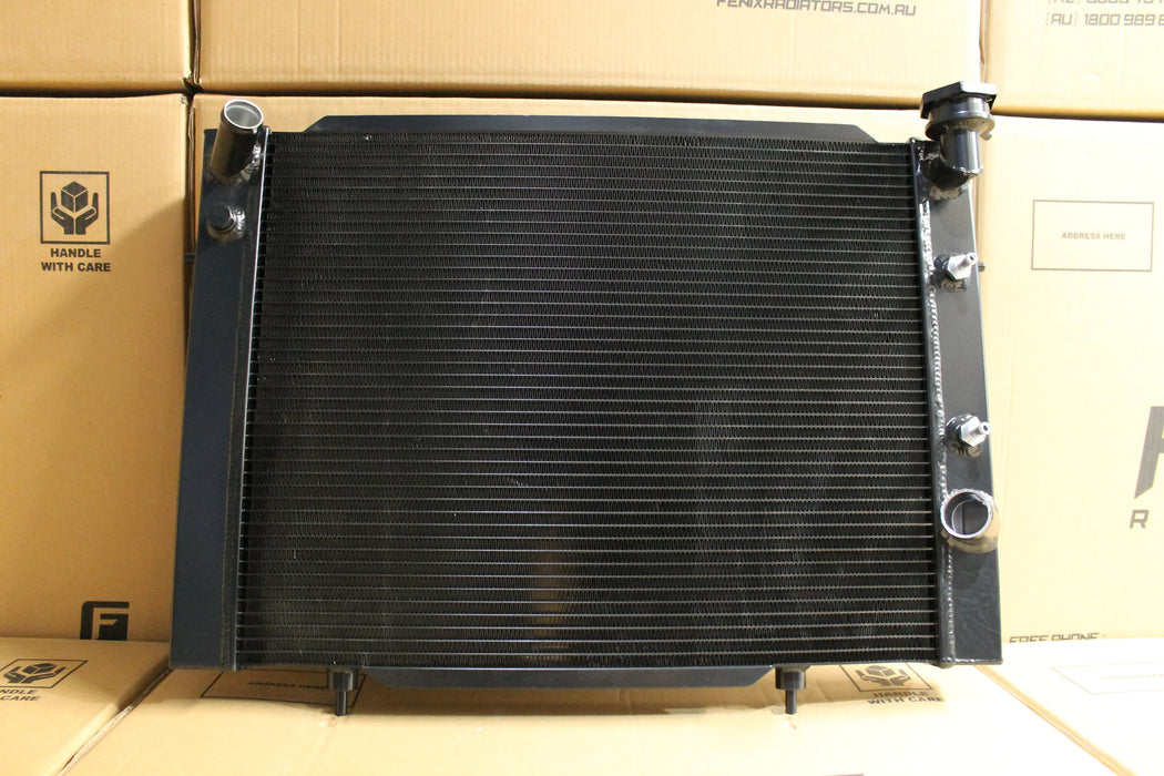 Holden VB-VC-VH-VK 6 Cylinder Full Alloy Performance Radiator, Custom Built Shroud & 16" 3000CFM Spal Fan.