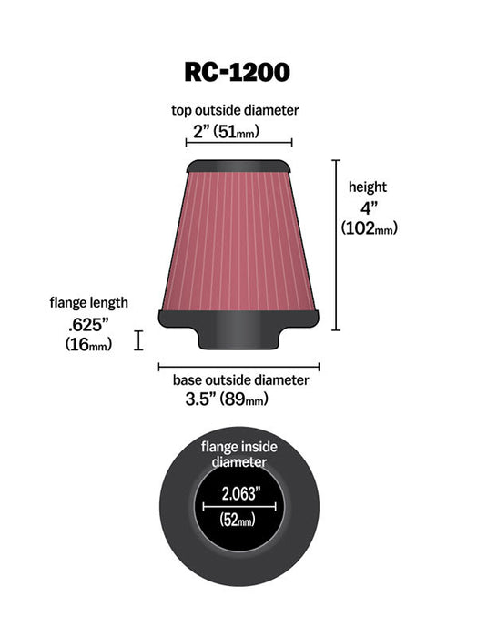 RC-1200 K&N Universal Clamp-On Air Filter