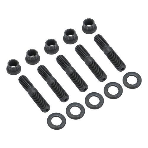 RTS Pinion Support Stud Kit, For Ford 8 & 9 In., 3/8-16 x 3/8-24 With Hardened Washers, 12pt Flanged Nuts, Set of 5, Kit
